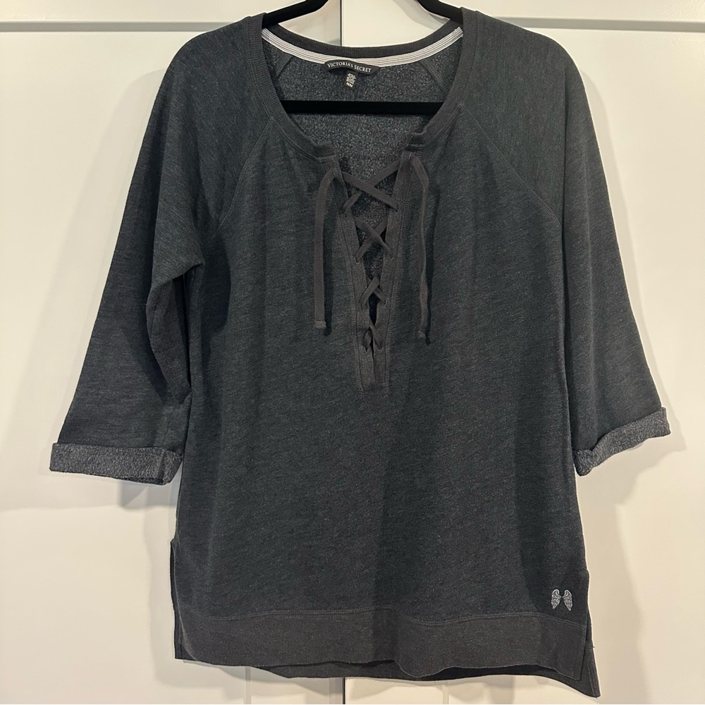 Victoria's Secret Charcoal Lace-Up Sweatshirt Women’s Size Medium